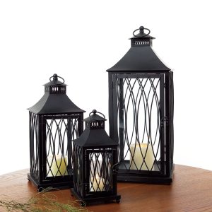Lantern (Set of 3) 11.5"H,16"H,24"H Metal/Glass