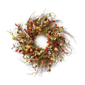 Cape Gooseberry Wreath 20"D Twig/Fabric