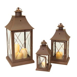 Lantern (Set of 3) 11.5", 17", 24"H Metal/Glass