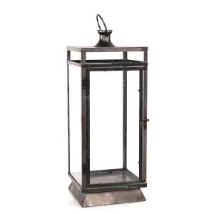 Black Metal Lantern 20.5"H Metal/Glass