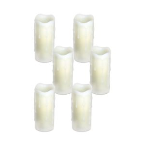 LED Wax Dripping Pillar Candle (Set of 6) 1.75"Dx4"H Wax/Plastic - 2 AA Batteries Not Incld.
