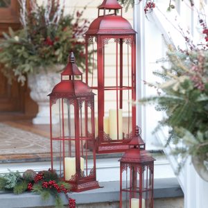 Lantern (Set of 3) 19.75"H, 28"H, 37"H Metal/Glass