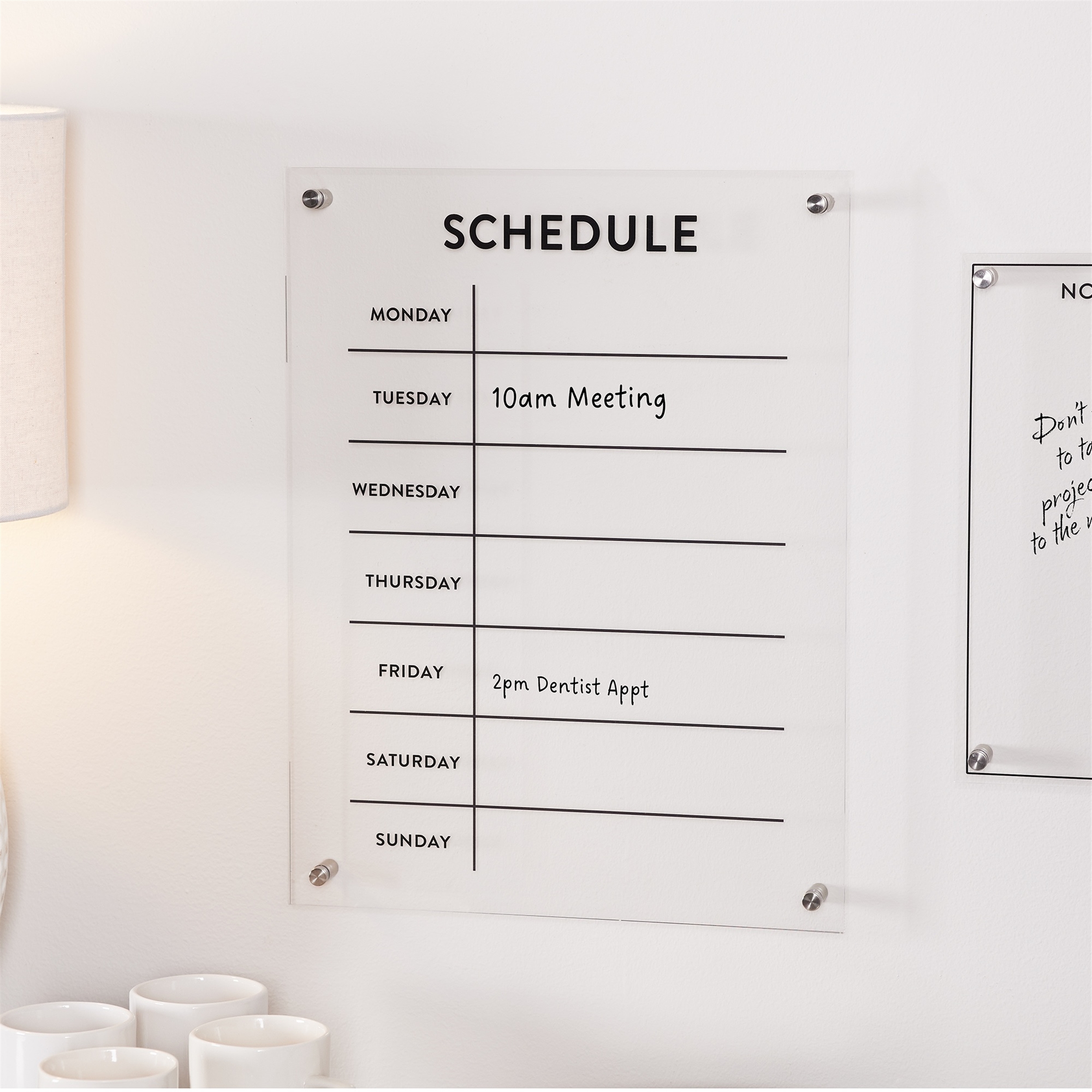 Weekly Wall Calendar 14.5" x 19"H Acrylic - Image 2