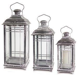 Lantern (Set of 3) 14"H, 17"H, 20"H Metal/Glass