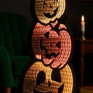 Triple Jack-o-Lantern Ekkolight 23"H Acrylic UL Plug