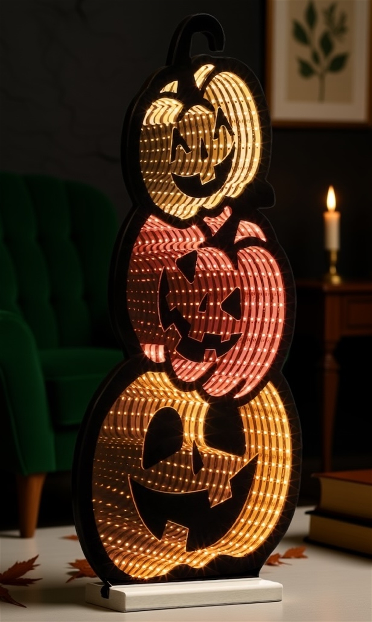 Triple Jack-o-Lantern Ekkolight 23"H Acrylic UL Plug