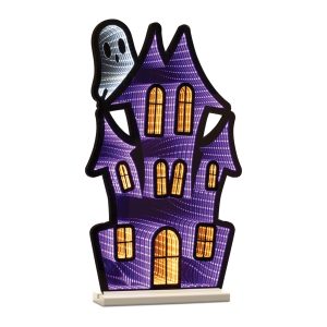 Haunted House w/Ghost Ekkolight 23.5"H Acrylic UL Plug