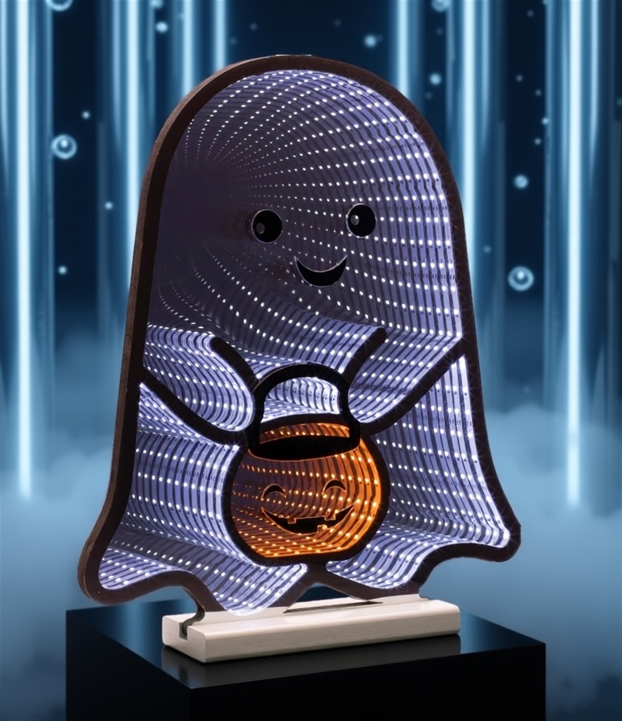 Ghost w/Candy Bucket Ekkolight 16"H Acrylic UL Plug