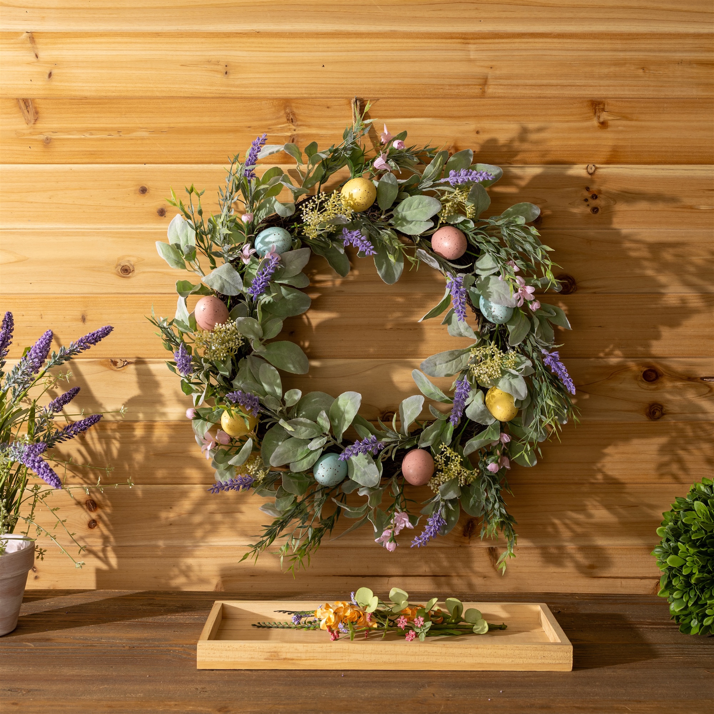 Daisy Egg Floral Wreath 22"D - Image 2