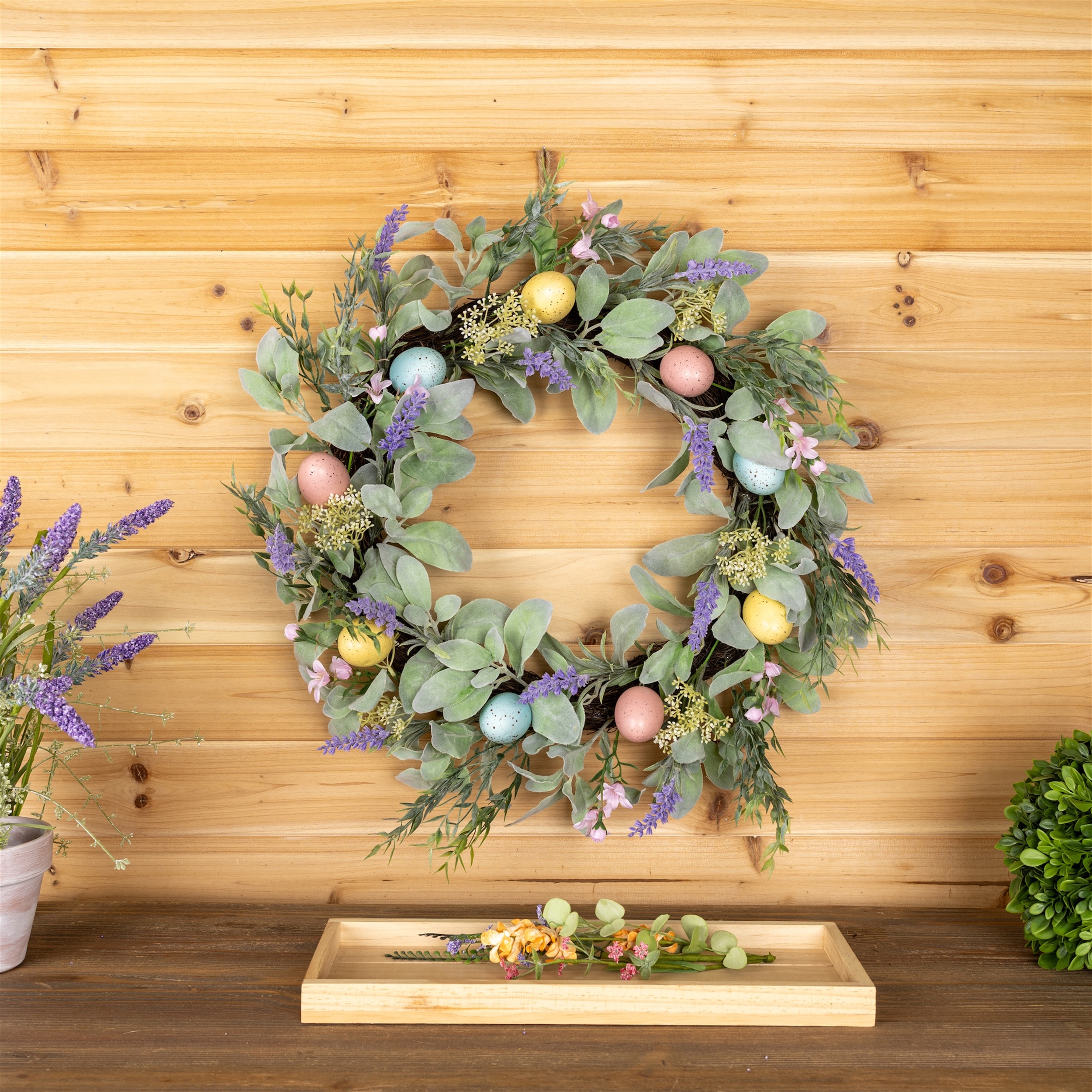 Daisy Egg Floral Wreath 22"D - Image 3