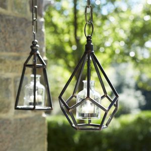 Hanging Tea Light Holder (Set of 2) 10.5"H Metal/Glass