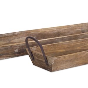 Wooden Tray w/Handles (Set of 2) 28.75"L, 36.5"L Wood