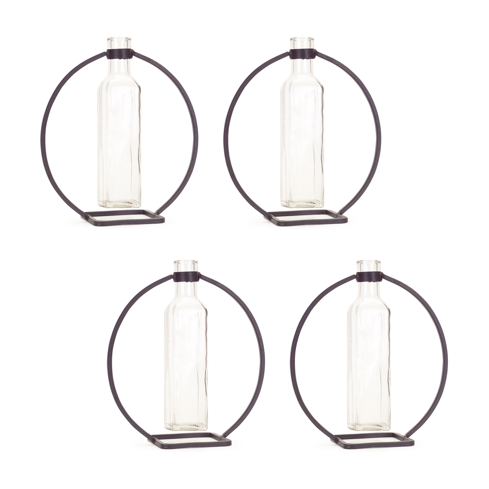 Hanging Vase in Circle Stand (Set of 4) 9"H