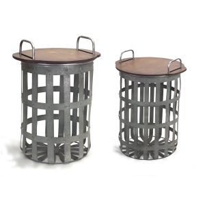Side Tables (Set of 2) 15.5"H, 20.25"H Metal/Wood