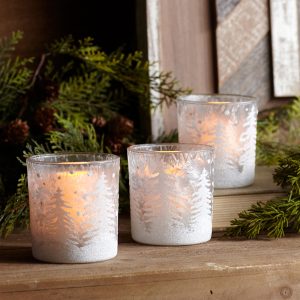 Tree Votive Holder in PVC Box (Set of 12) 3.5"H Glass