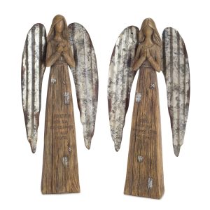 Angel (Set of 2) 13.75"H Polyresin/Metal