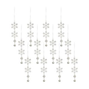 Jewel Tiered Snowflake Ornament (Set of 12) 8"H Metal