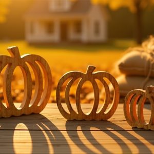 Pumpkin Cut-Out (Set of 6) 5.5"H, 7.5"H, 9.5"H Wood