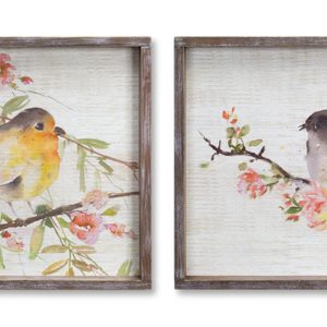 Bird/Framed Plaque (Set of 2) 16.5" Wood