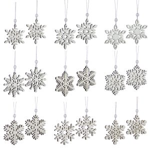 Snowflake Ornament (2 Boxes of 18) 2.5"D Wood