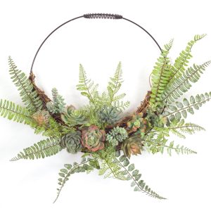 Fern and Succulent Wall Decor 24.5" x 19.25"H Plastic/Wire