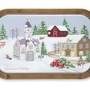 Church with House and Truck 23.75"L x 15.75"H Iron/MDF