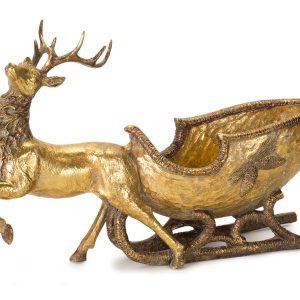 Deer with Sleigh 19"L x 11"H Resin