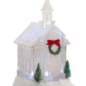 Church Snow Globe/Timer 10.5"H Acrylic
