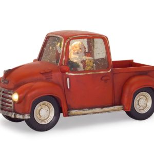 Truck Snow Globe w/ Santa with Timer 11.25"L x 6"H Plastic