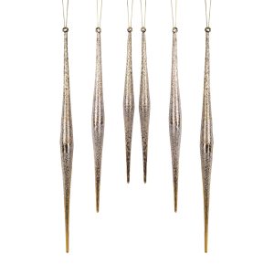 Icicle (Set of 6) 9.75"H, 11.75"H, 13.25"H Glass