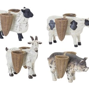 Farm Animal (Set of 4) 4.25"H - 5.75"H Resin/Stone Powder