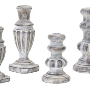 Candle Holder (Set of 4) 5.75"H, 6.5"H, 7.5"H, 7.5"H Resin/Stone Powder