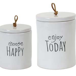 Canister (Set of 2) 5.75"H, 7.25"H Stoneware
