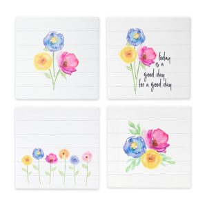 Floral Tiles (Set of 12) 4" Stoneware