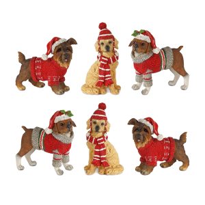 Winter Dog (Set of 6) 5"H, 5.5"H, 6"H Resin