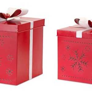 Present (Set of 2) 11.5"H, 13.5"H Iron