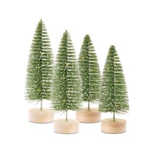 Tree with LED (Set of 4) 10.75"H, 14"H Plastic 6 Hr Timer 3 AAA Batteries, Not Included