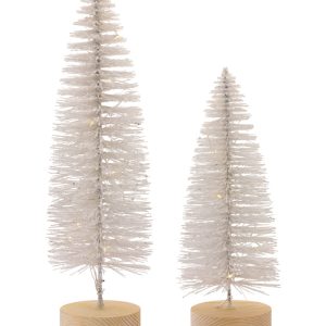 Tree with LED (Set of 4) 10.75"H, 14"H Plastic 6 Hr Timer 3 AAA Batteries, Not Included