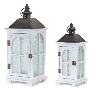 Lantern (Set of 2) 14.5"H, 19.25"H Wood/Metal