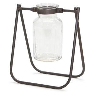 Jar with Stand (Set of 2) 6"L x 6.75"H Iron/Glass