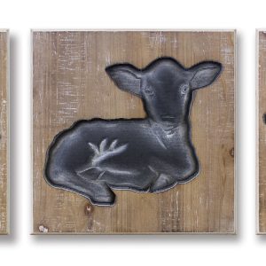 Animal Plaque (Set of 3) 14"SQ Wood/MDF