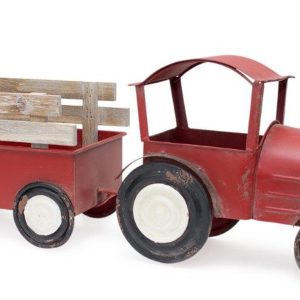 Tractor with Wagon 27.5"L x 10.25"H Iron/Wood