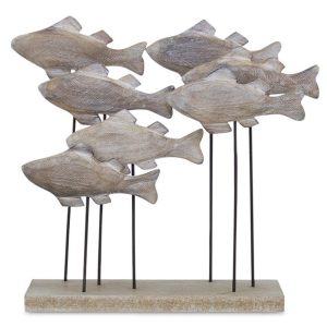 Fish School 8.75"L x 9.75"H Wood/Metal