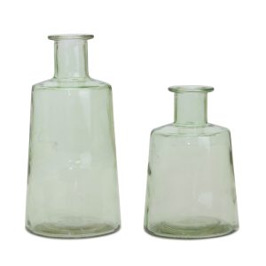 Bottle (Set of 2) 7"H, 9.5"H Glass
