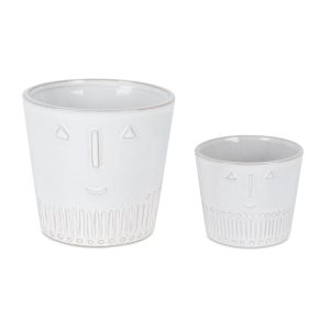 Pot (Set of 2) 4.25"D x 3.5"H, 5.5"D x 5.25"H Porcelain