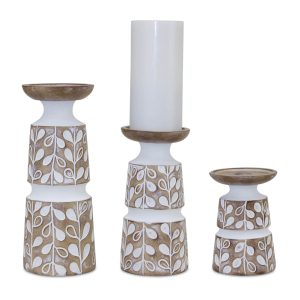 Candle Holder (Set of 3) 5.5"H, 8"H, 10.25"H Resin