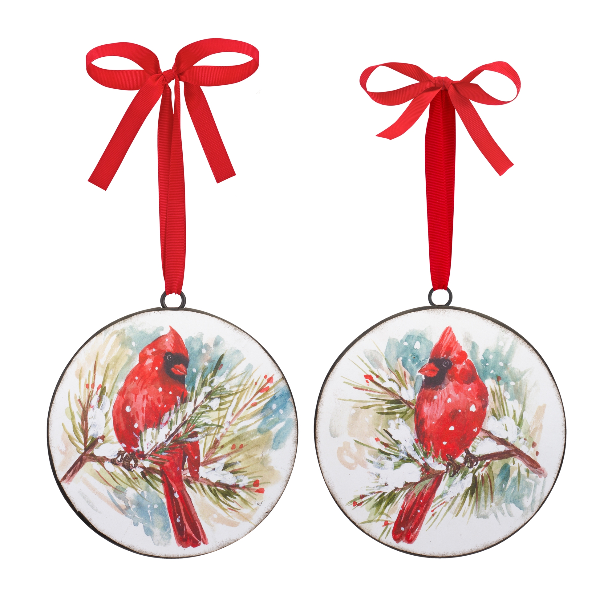 Cardinal and Pine Ornament (Set of 12) 5.75"H Iron - Image 2