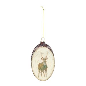 Deer Disc Ornament (Set of 12) 6"H Glass