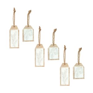 Pine Branch Tag (Set of 6) 3.35"L x 5.25"H, 2.75"L x 6.75"H Resin