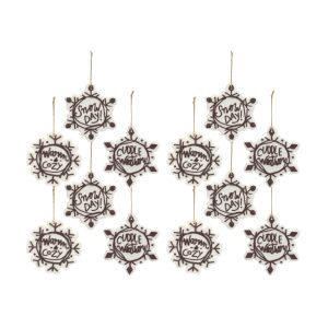 Snowflake Ornament (Set of 12) 4.25"H, 4.5"H, 5"H Plastic